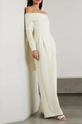 Combinaison jambe large avec nœud papillon et épaules dénudées